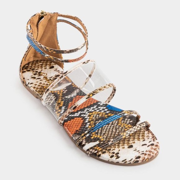 Shoes - NEW Multi Camel Snake Gladiator Sandal